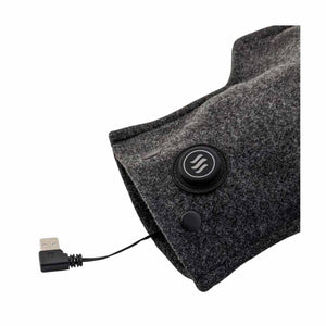 Glovii grey heated glove cuff with power button and USB connector