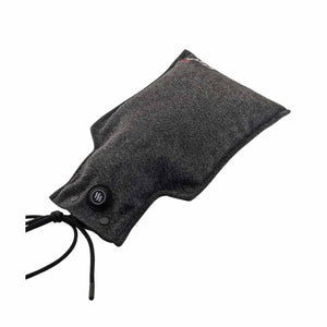 Glovii grey heated hand warmer pouch with power button and drawstring