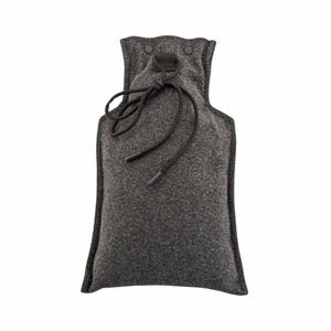 Glovii grey felt hot water bottle cover with black drawstring closure