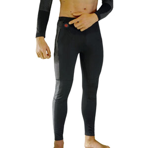 Glovii black heated thermal leggings with power button on waistband