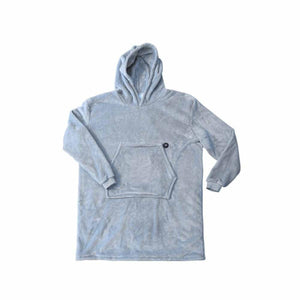 Glovii grey fleece hoodie blanket with front pocket