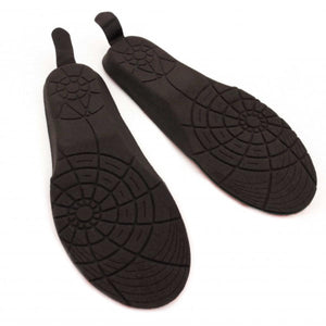 Pair of black Glovii heated shoe insoles with textured surface