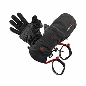 Glovii black heated mittens with textured palms and wrist straps