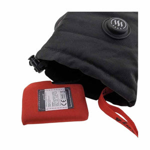 Glovii heated glove with red lithium polymer battery pack