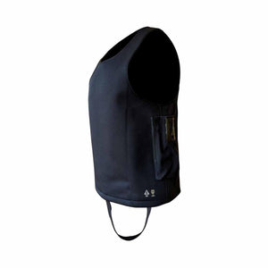 Glovii black sleeveless heated vest with side pocket and bottom strap