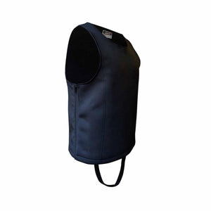 Glovii black sleeveless vest with side zipper and bottom strap