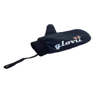 Black Glovii heated mitten with white logo and wrist strap