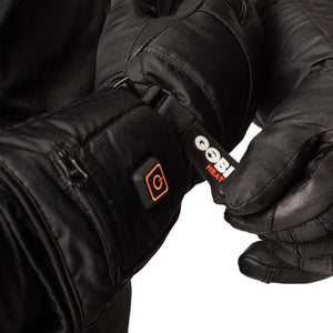 Gobi Heat black heated gloves with power button and logo