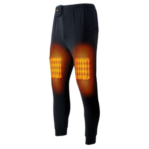 Gobi Heat black base layer pants with glowing orange heated thigh panels