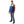 Man wearing a blue and tan Gobi Heat hooded vest over a maroon long sleeve shirt and blue jeans