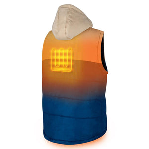 Gobi Heat hooded vest with back heating element graphic