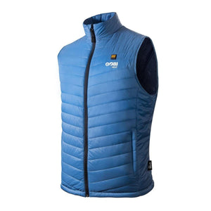 Blue Gobi Heat quilted puffer vest with black zipper