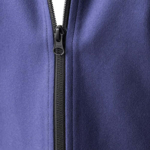 Close up of a Gobi Heat blue fleece jacket zipper