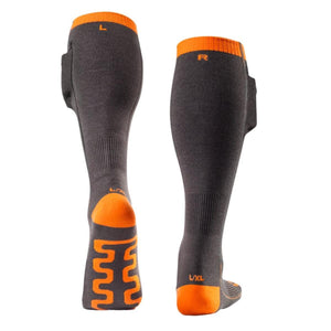 Gobi Heat grey and orange heated socks with battery pockets