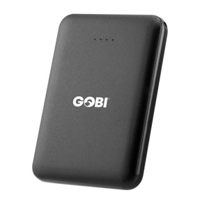 Black Gobi Heat portable power bank with four LED indicator lights
