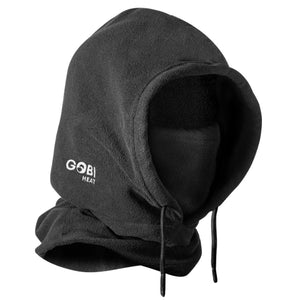 Black Gobi Heat fleece balaclava with hood and drawstring