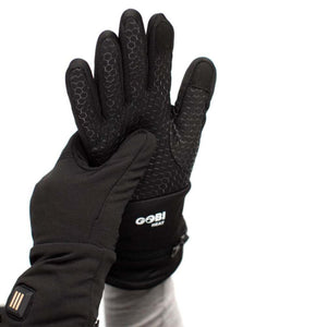 Gobi Heat black heated gloves with hexagonal palm grip pattern