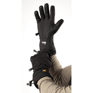 Gobi Heat black heated gloves with honeycomb grip pattern on palm