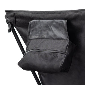 Gobi Heat black zippered storage pouch attached to a camping chair