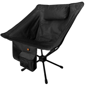 Gobi Heat black portable camping chair with headrest and side storage pocket
