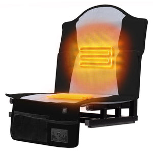 Gobi Heat portable heated stadium seat with glowing heating elements in backrest and seat cushion