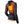 Back view of a grey hooded jacket showing internal heating elements glowing orange on the upper back