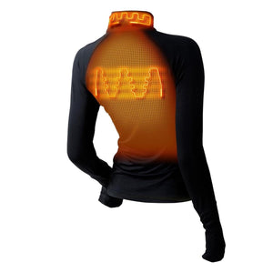 Gobi Heat black long sleeve base layer showing back and neck heating zones