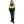 Woman wearing a high visibility yellow and black hooded work jacket with reflective stripes