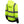 High visibility yellow hooded sweatshirt with reflective silver stripes and black cuffs