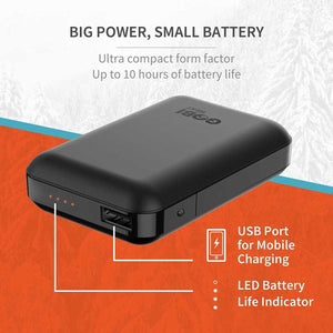 Gobi Heat compact battery with USB port and LED battery life indicator