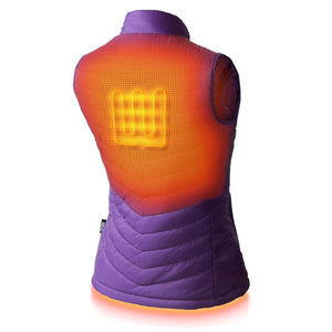 Gobi Heat purple heated vest showing back heating element
