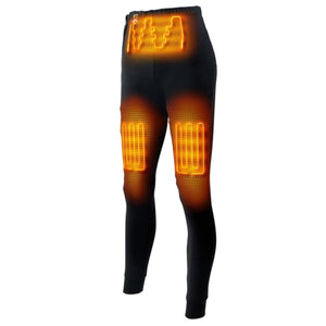Gobi Heat black heated leggings with glowing orange heating zones on the lower back and thighs