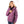 Woman wearing a purple quilted heated jacket with a hood