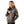 Woman wearing a Gobi Heat camouflage hooded jacket with black trim