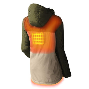 Gobi Heat hooded jacket showing back heating element zones