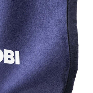 Blue Gobi Heat fleece fabric texture with partial logo