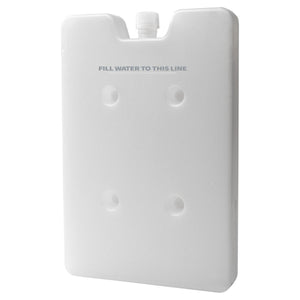Gobi Heat white plastic ice pack with fill water to this line text