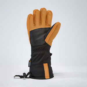 Gordini tan and black leather winter glove with Downtek insulation