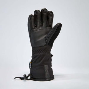 Gordini black leather and fabric winter glove with wrist cinch