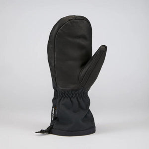 Gordini black leather mitten with extended cuff