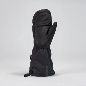 Gordini black winter mitten with leather palm and gauntlet cuff