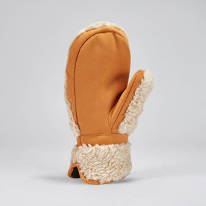 Gordini tan mitten with cream faux fur trim