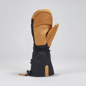 Gordini black and tan leather winter mitten with gauntlet cuff