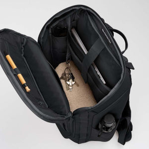 Open Got Bag black backpack interior with laptop sleeve and organizer pockets