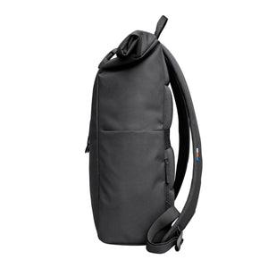 Side view of a black Got Bag rolltop backpack