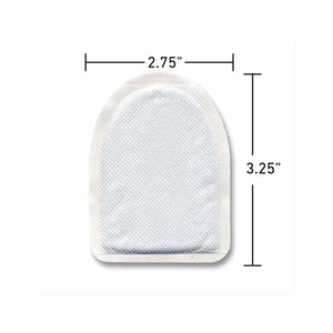 Grabber adhesive warmer pad with 2.75 inch width and 3.25 inch height dimensions