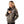Woman wearing a Gobi Heat camouflage hooded jacket with black trim