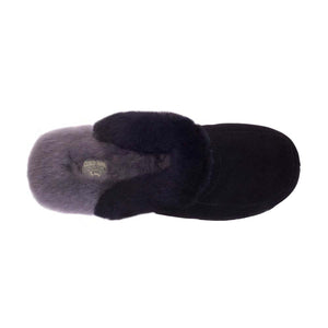 Cloud Nine Sheepskin black suede slipper with grey sheepskin lining
