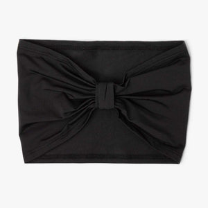 Black Mission headband with a gathered center knot detail