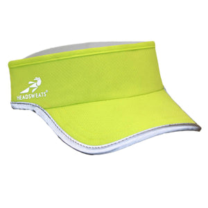 Neon yellow Headsweats visor with reflective trim